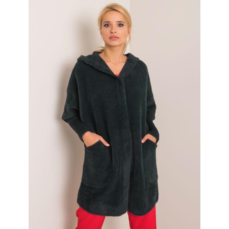 Dámský kabát z alpaky CAROLYN tmavě zelený