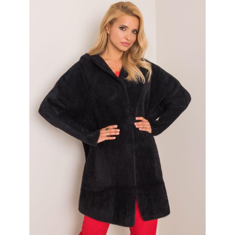 Dámský kabát z alpaky CAROLYN černý