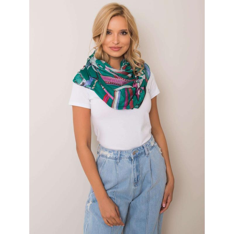 Női mintás sál CHANCE sötétzöld