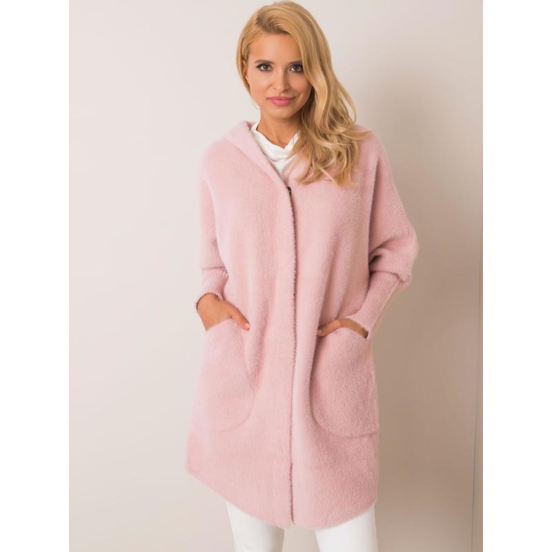Dámský kabát z alpaky CAROLYN světle růžový 