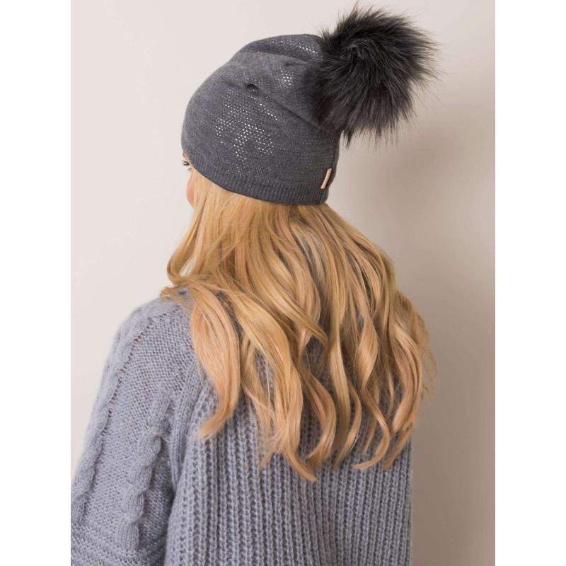 Tmavě šedá zimní čepice RUE PARIS