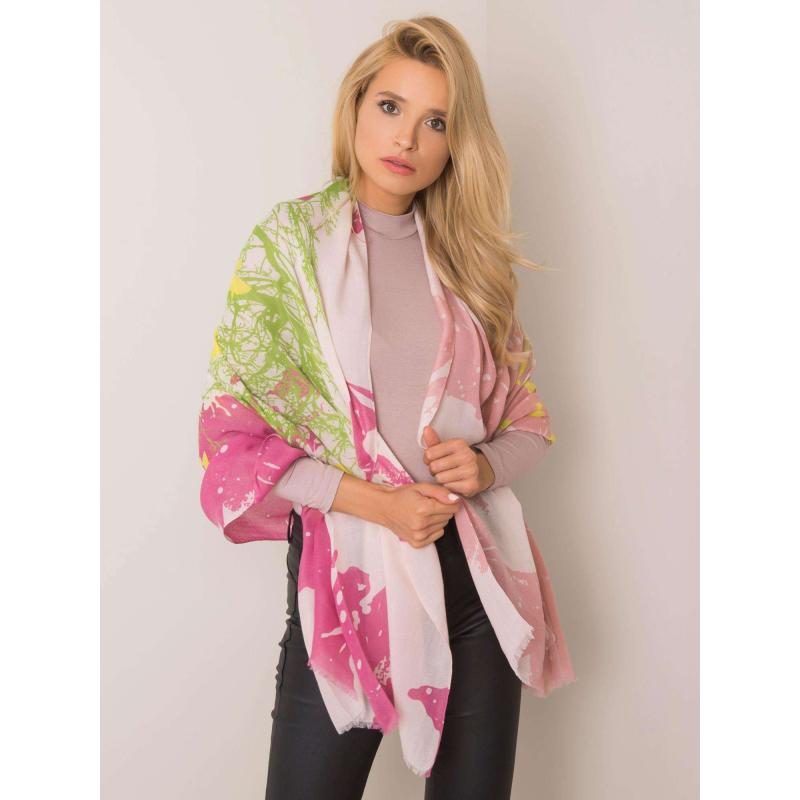 Dámský šátek vzorovaný BENTLY tmavě růžový a zelený 