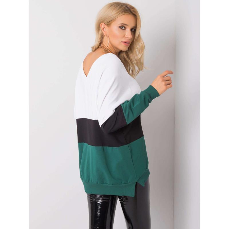 Női pulóver Lotta RUE PARIS fehér-zöld