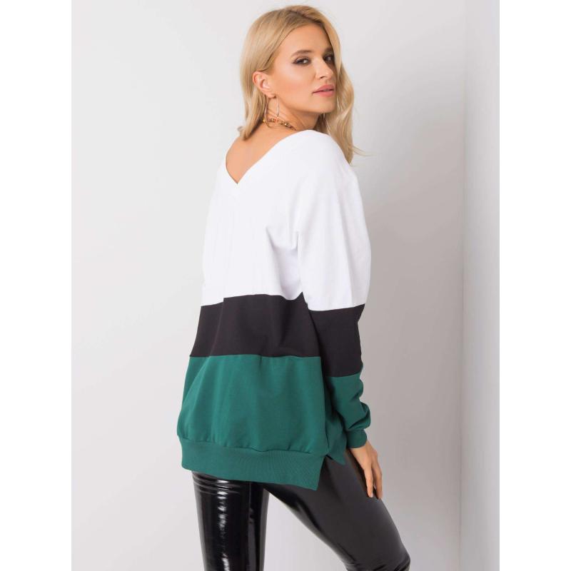 Női pulóver Lotta RUE PARIS fehér-zöld