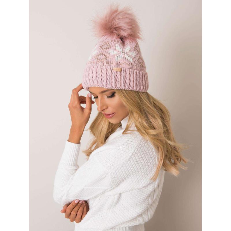 Svetloružová zimná čiapka RUE PARIS