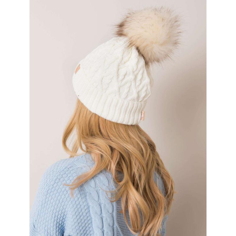 Ecru čepice s bambulí RUE PARIS