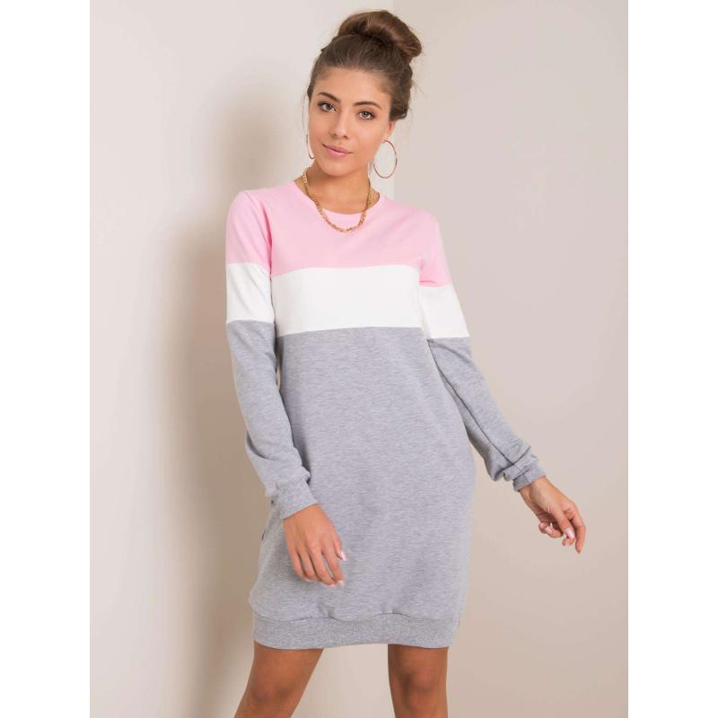 Dámské šaty Feliciana RUE PARIS růžové a šedé 