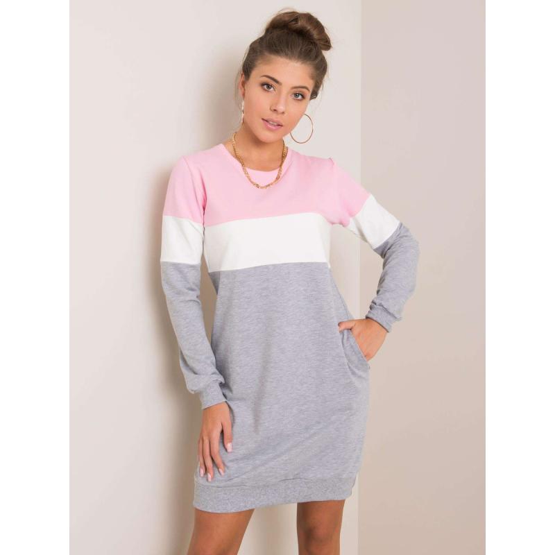 Dámské šaty Feliciana RUE PARIS růžové a šedé 