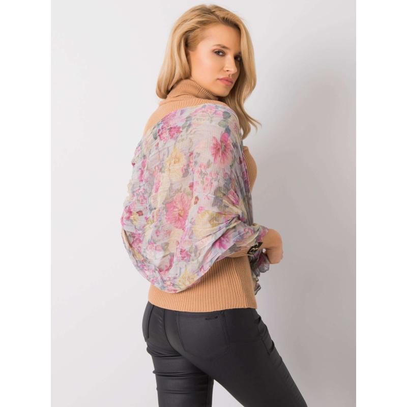 Světle šedý květinový šátek