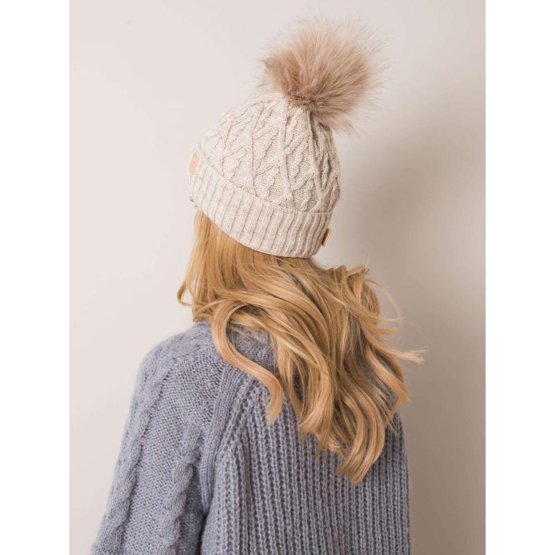 Női pompomos sapka RUE PARIS bézs