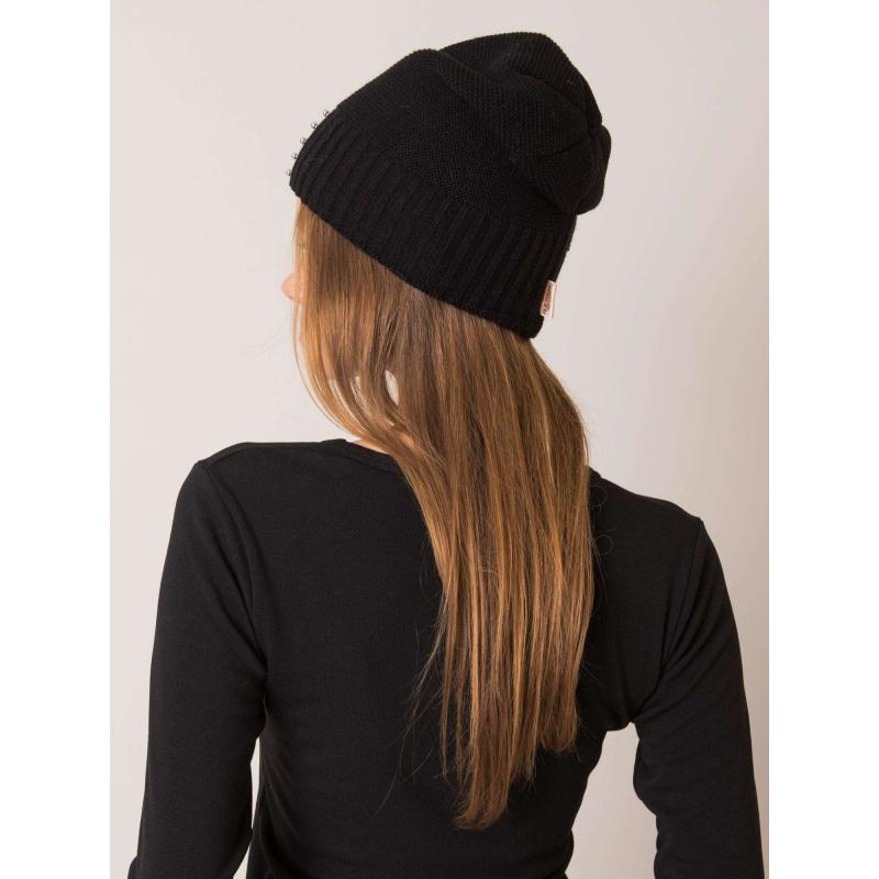 Dámska čiapka s bambulou RUE PARIS čierna