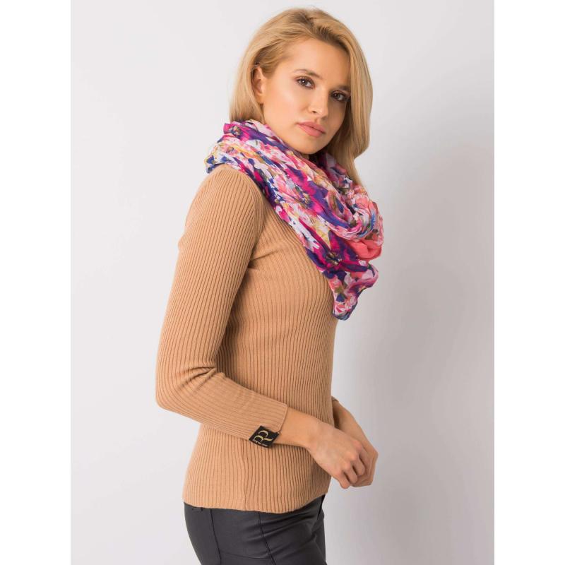 Virágmintás korallszínű sál