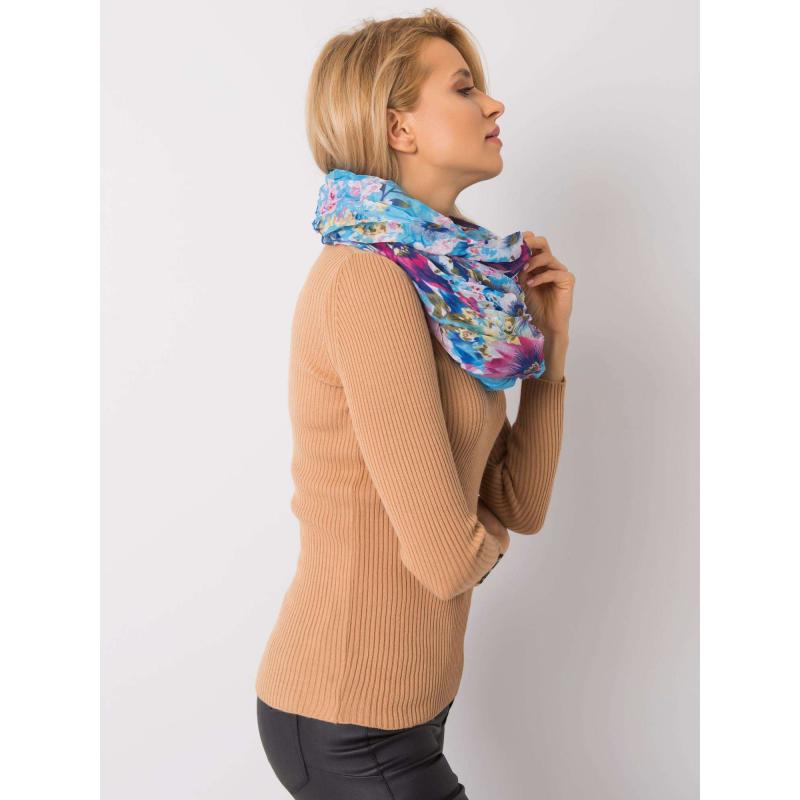 Svetlomodrý kvetinový šál