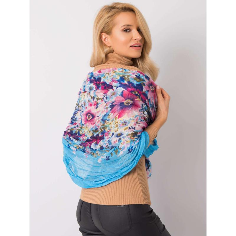 Svetlomodrý kvetinový šál