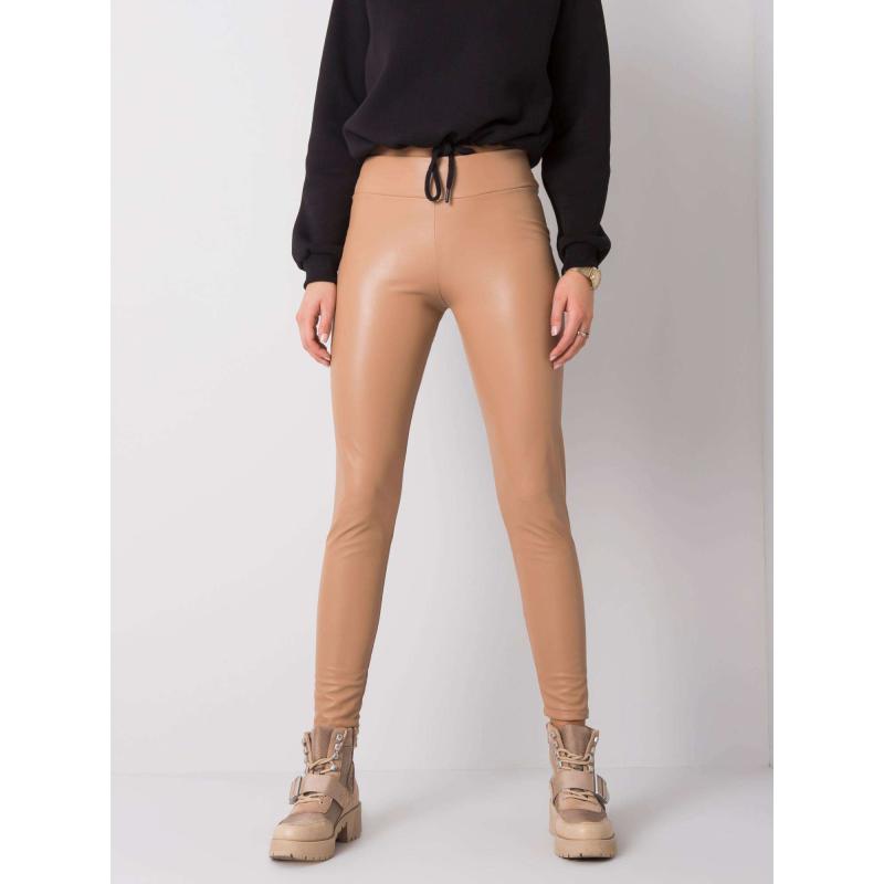 Dámske legíny z bio kože Briana RUE PARIS svetlohnedé