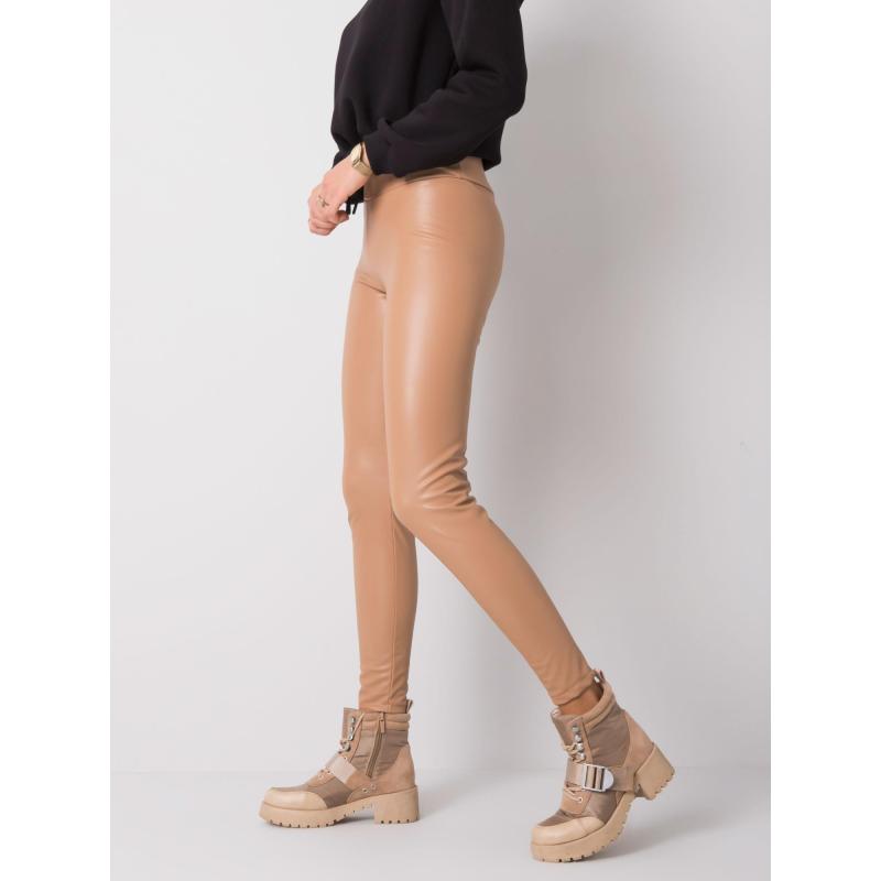 Dámske legíny z bio kože Briana RUE PARIS svetlohnedé