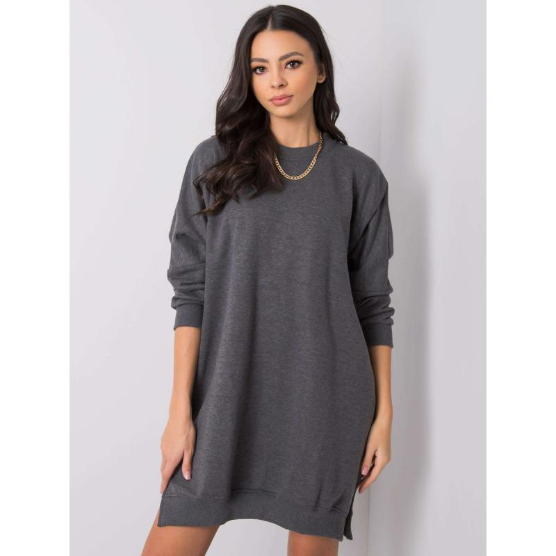 Tmavě šedé melanžové šaty Emille