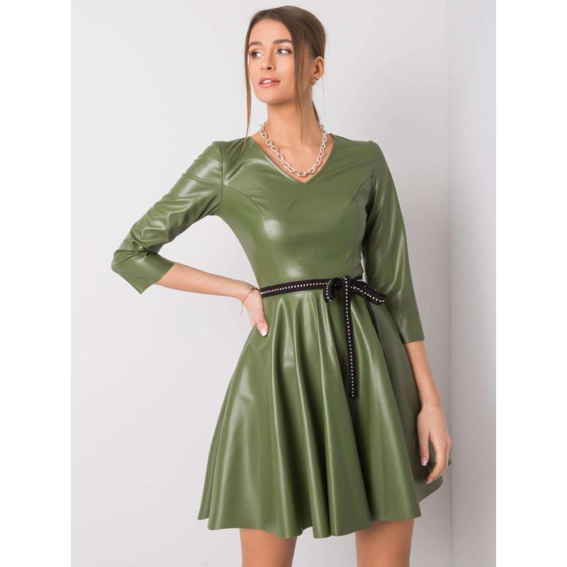 Dámské šaty MIREIA z ekokůže zelené 