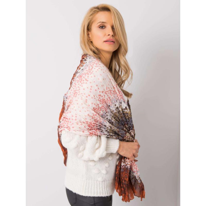 Női sál virágmintás JUDAH sötét narancssárga színben