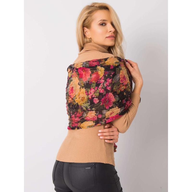 Női virágos sál URIAH fekete