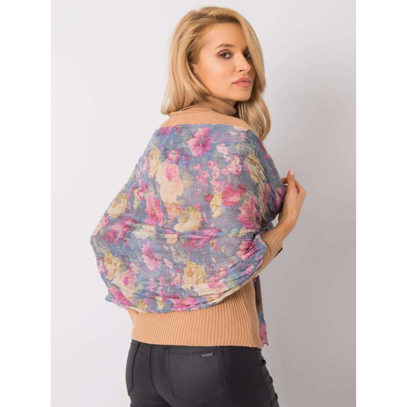 Női virágos sál KASEN kék