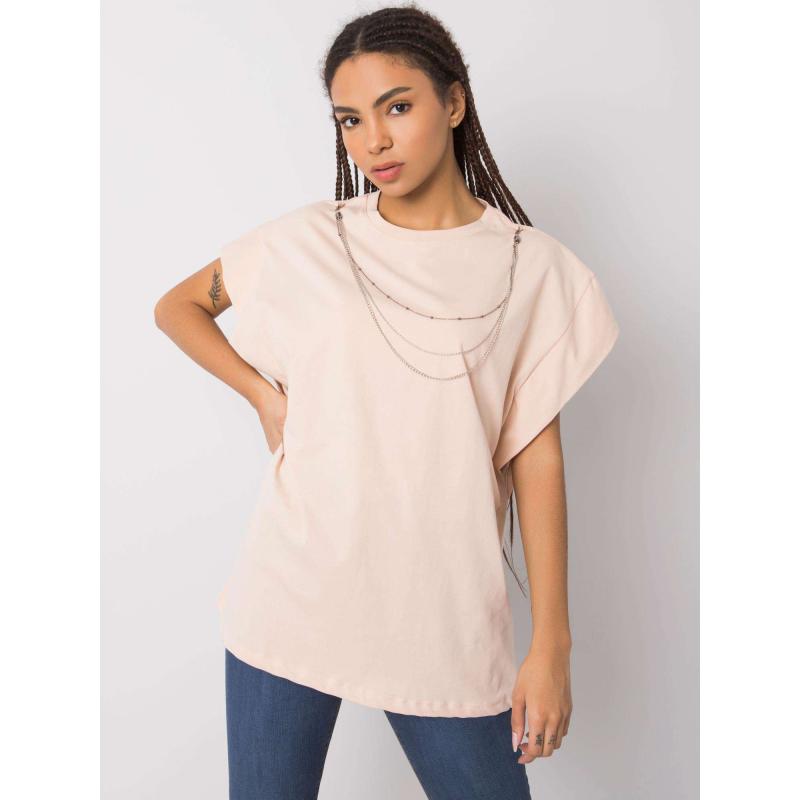 Női póló nyaklánccal Arianna RUE PARIS barack színben