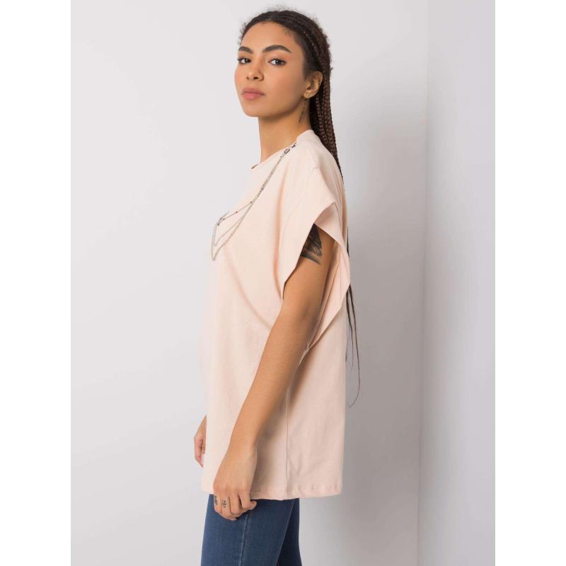 Női póló nyaklánccal Arianna RUE PARIS barack színben