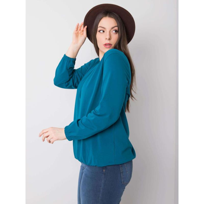 Női hosszú ujjú pamut plusz méretű blúz HAILEY kék