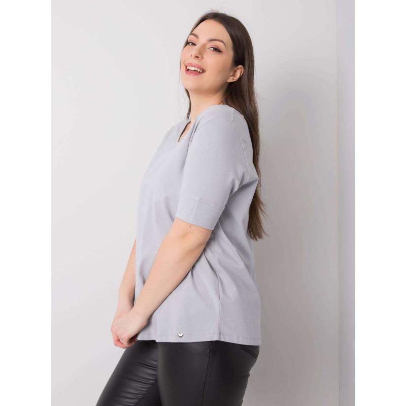 Dámské tričko bavlněné plus size MISSY světle šedé
