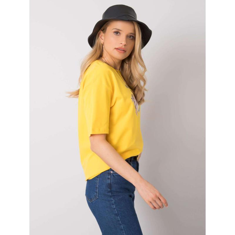 Női póló nyomtatott jázmin RUE PARIS sárga