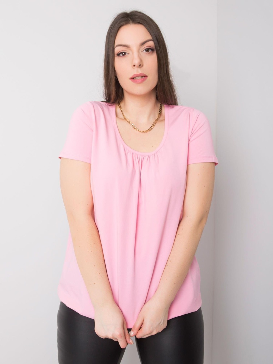 Dásmký top bavlněný plus size CELESTE světle růžová 