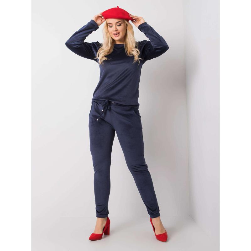 Női bársony plus size szett JEANNE sötétkék