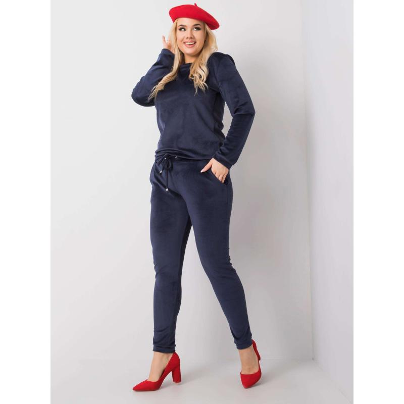 Női bársony plus size szett JEANNE sötétkék