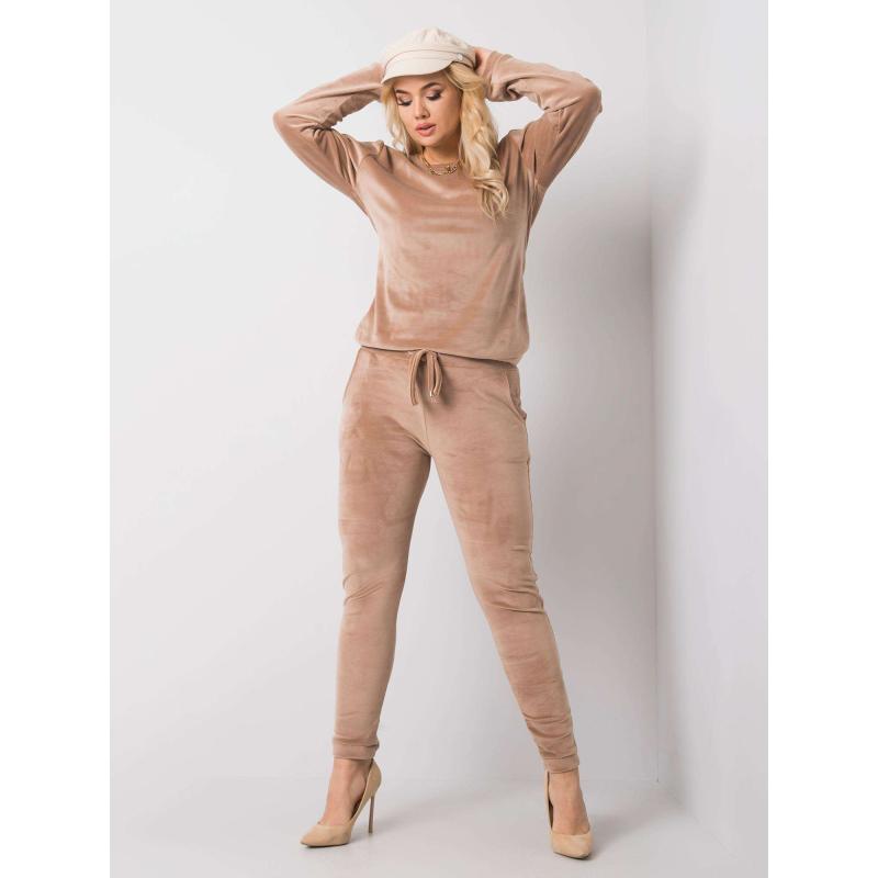 Dámský set velurový plus size JEANNE béžový 