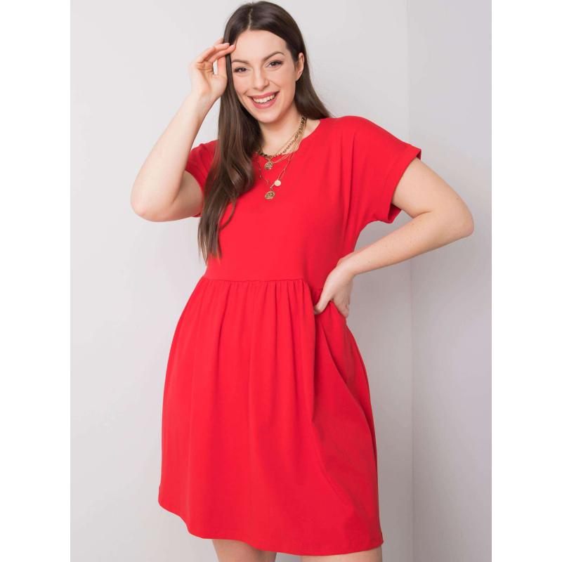Dámské šaty bavlněné plus size MOLLY červené  