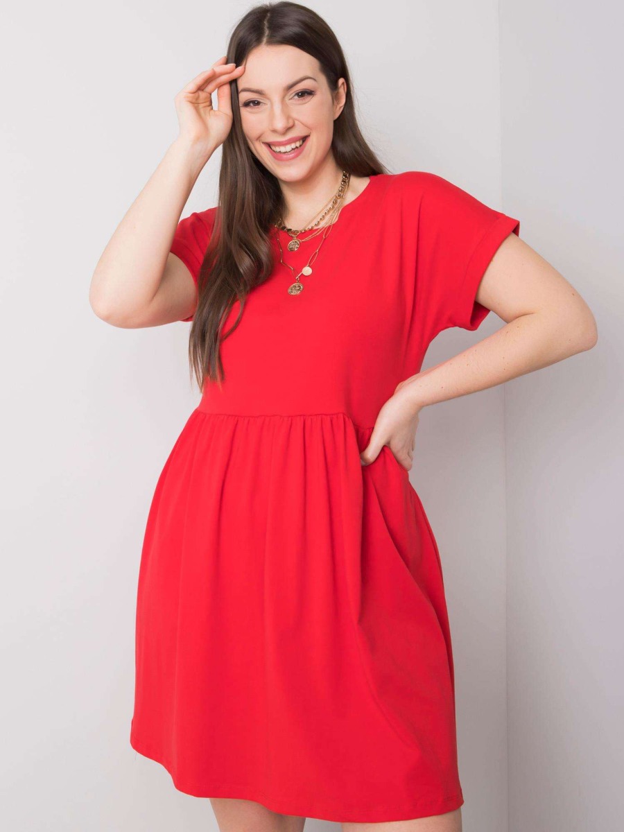 Dámske plus size bavlnené šaty MOLLY červené