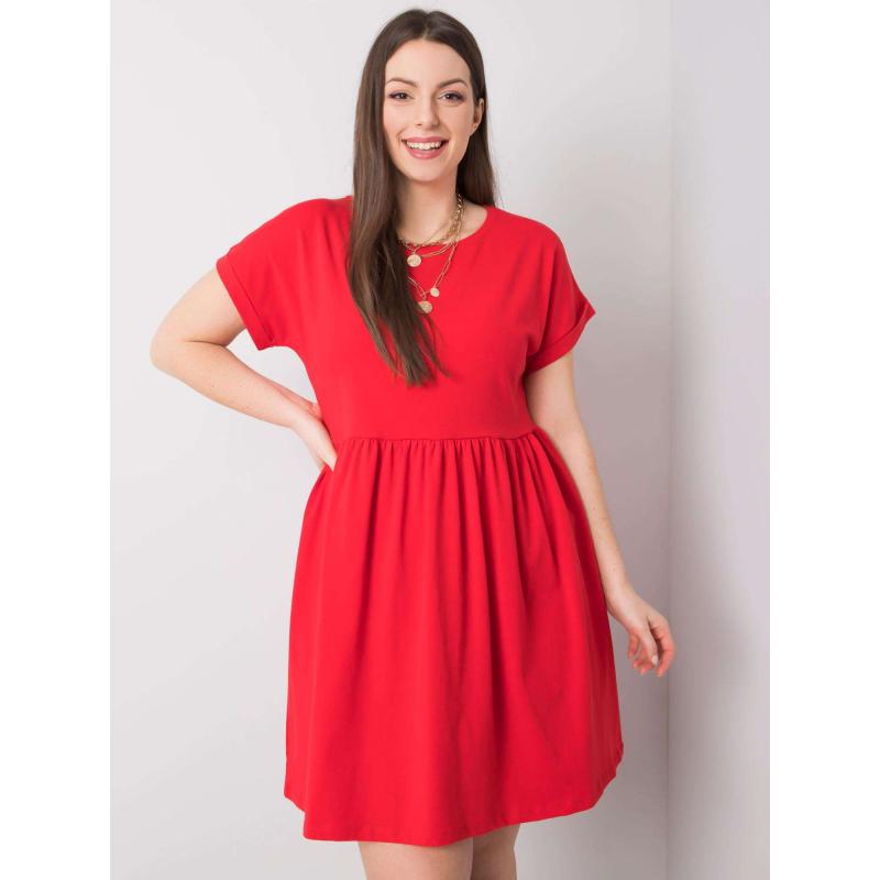 Dámské šaty bavlněné plus size MOLLY červené  