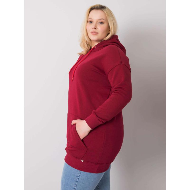 Női kapucnis pulóver plus size LUNA bordó