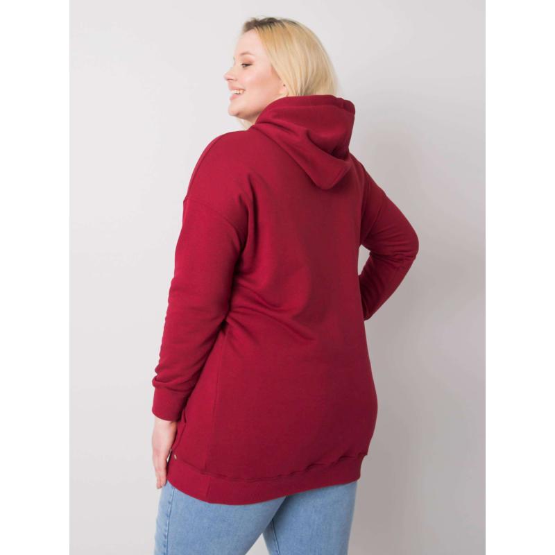 Női kapucnis pulóver plus size LUNA bordó