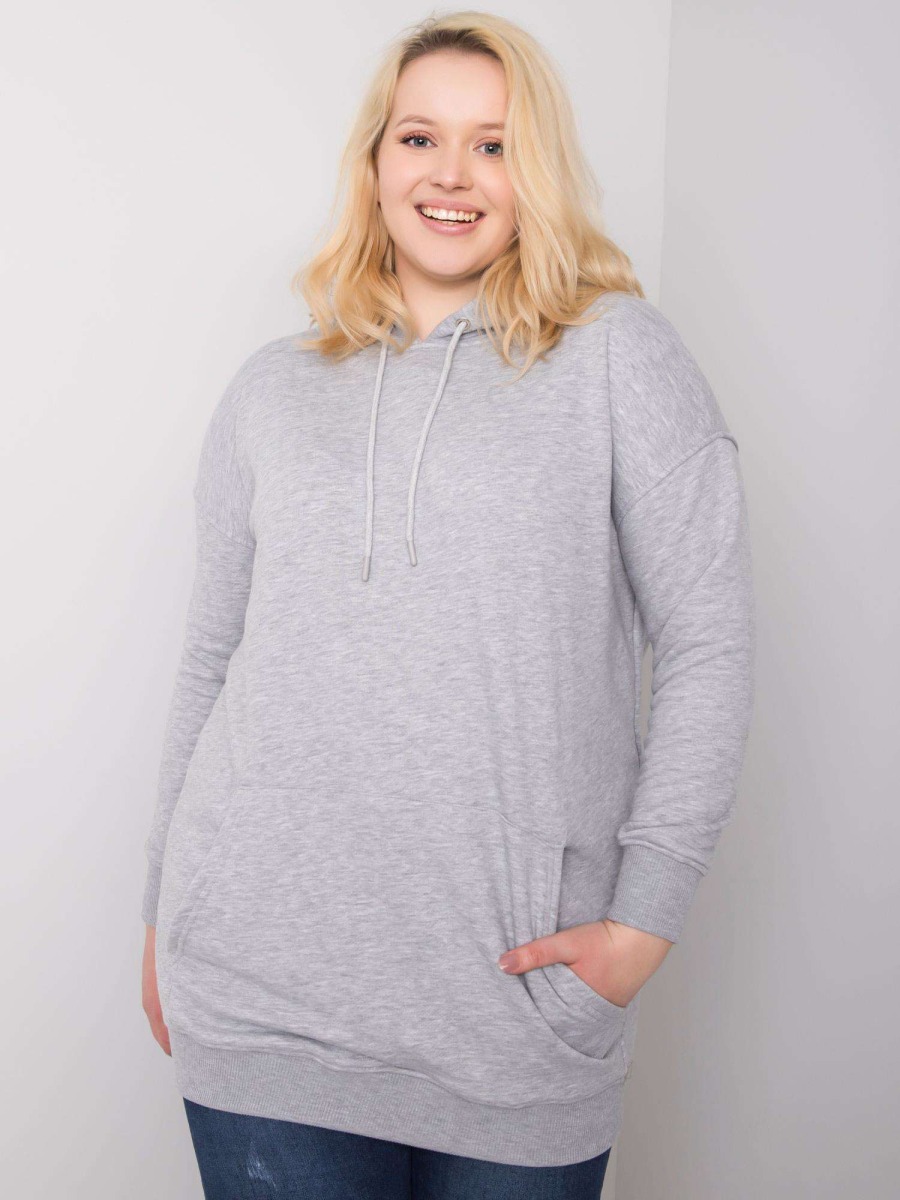 Dámská mikina s kapucí plus size LUNA šedá
