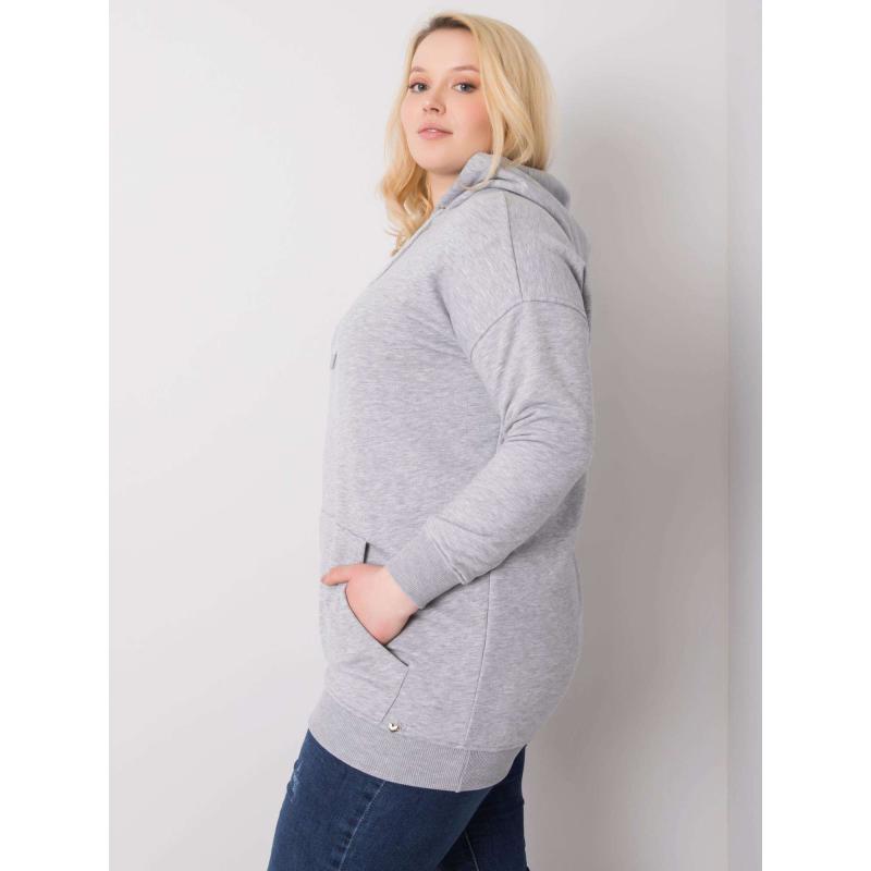 Női kapucnis pulóver plus size LUNA szürke