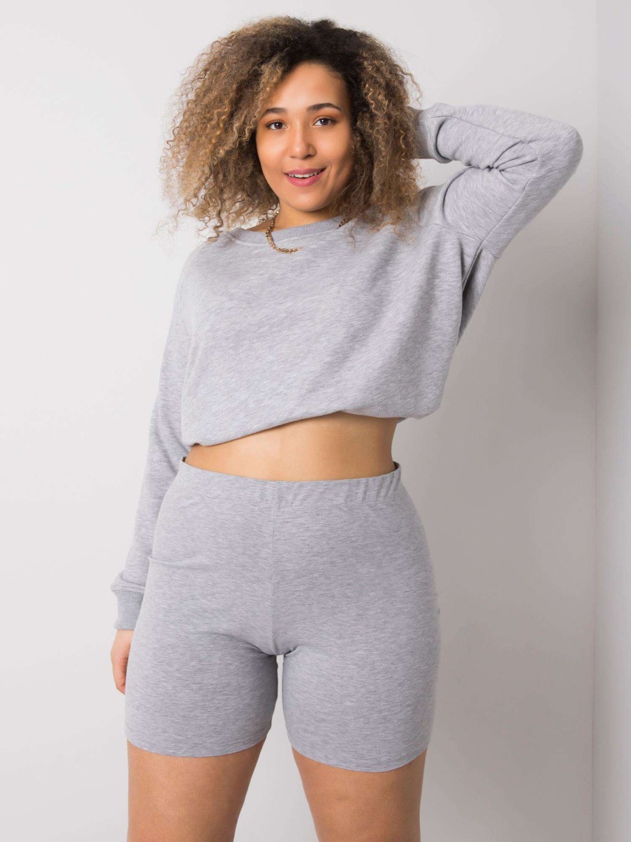 Dámske plus size bavlnené šortky ALESSIA sivé