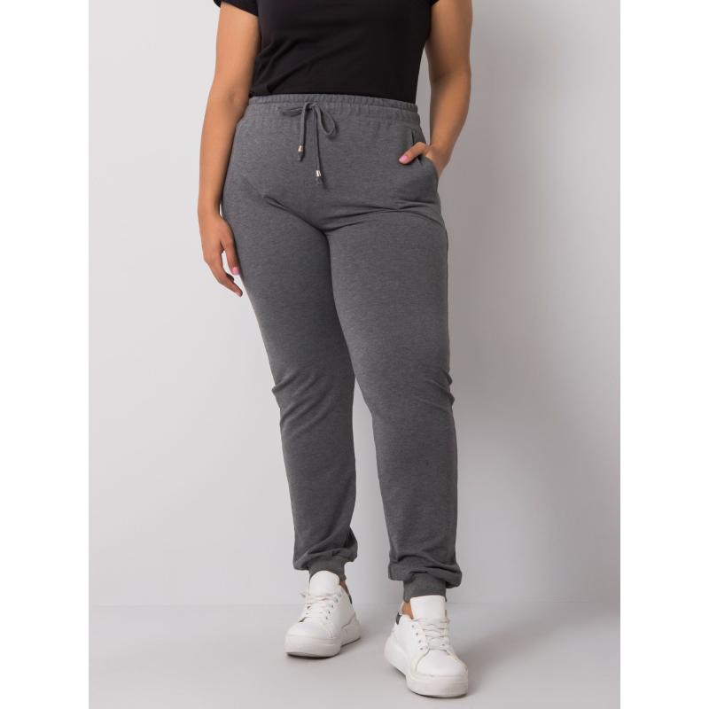 Dámske melanžové plus size tepláky BEATRIZ tmavo šedé