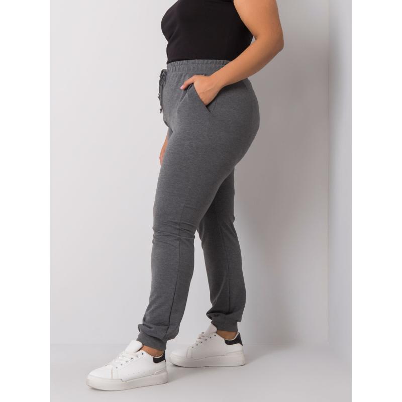 Dámske melanžové plus size tepláky BEATRIZ tmavo šedé