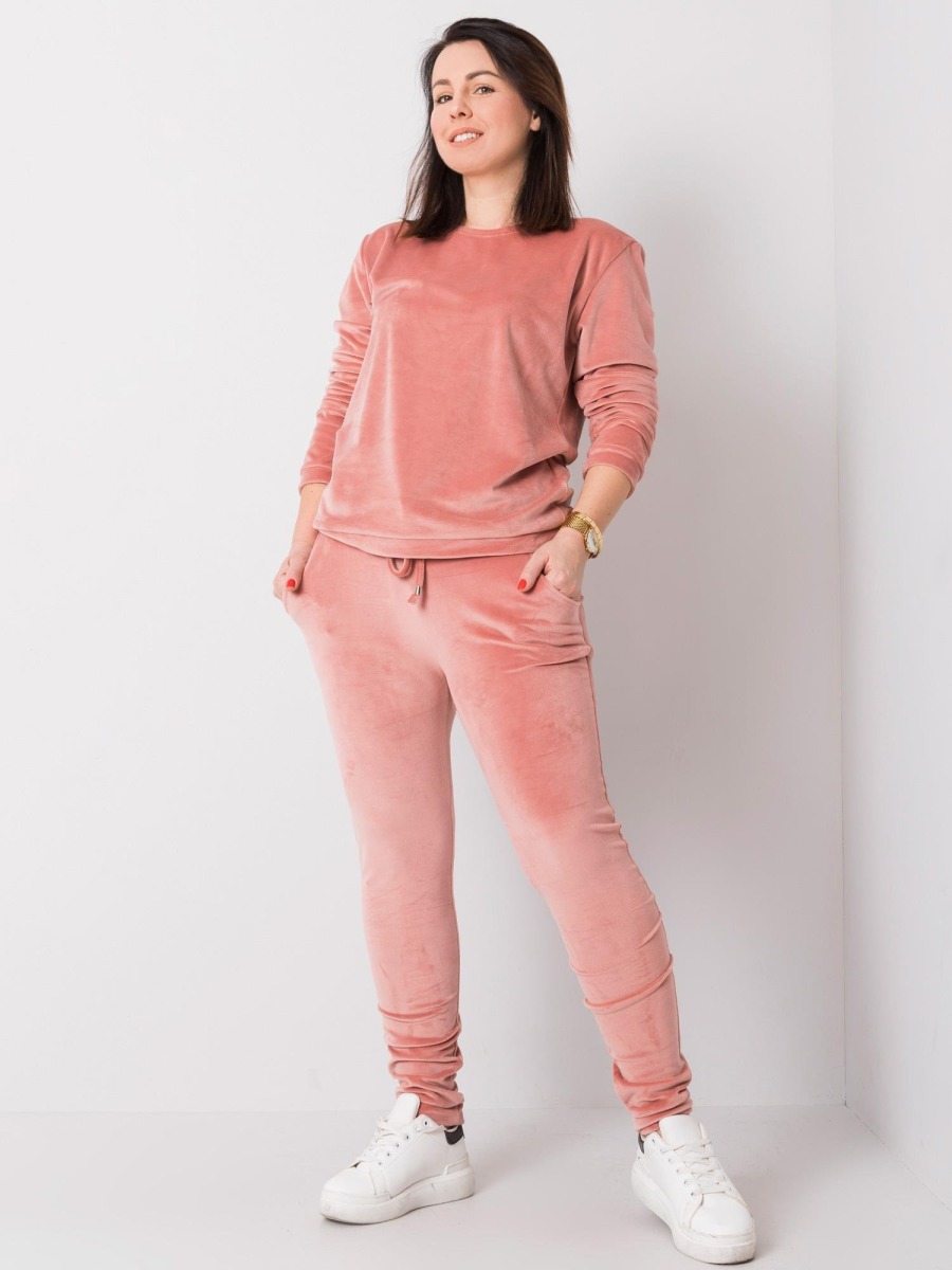 Női bársony plus size szett JEANNE rózsaszínű - foto 2