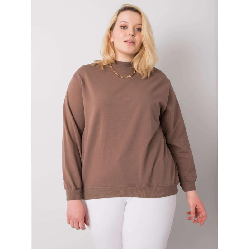 Női kapucnis pulóver plus size HARMONY barna