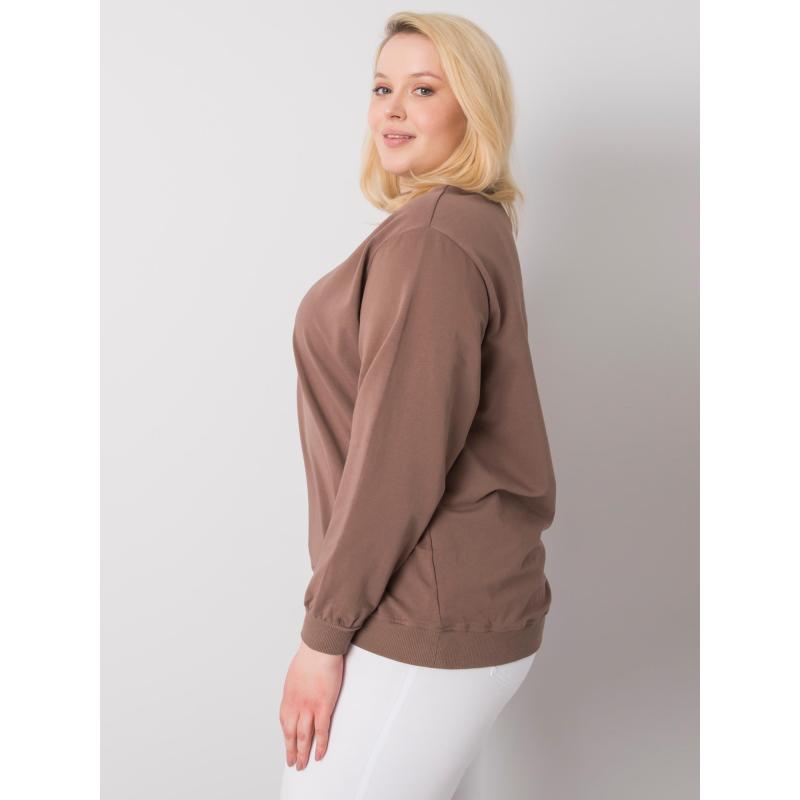 Női kapucnis pulóver plus size HARMONY barna
