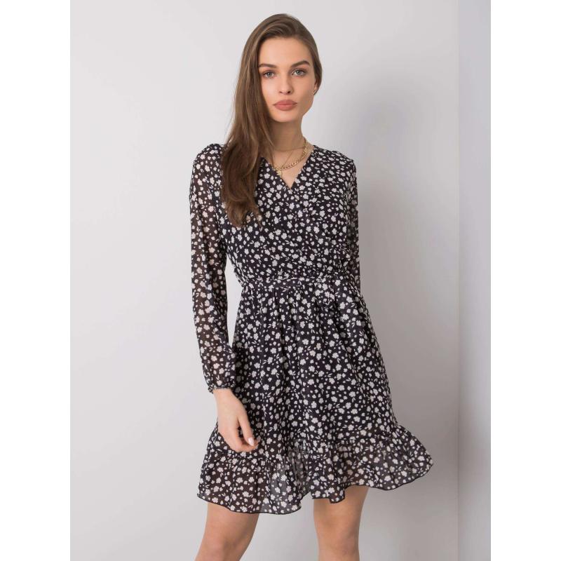 Dámske šaty Eunika OCH BELLA s volánom čierne