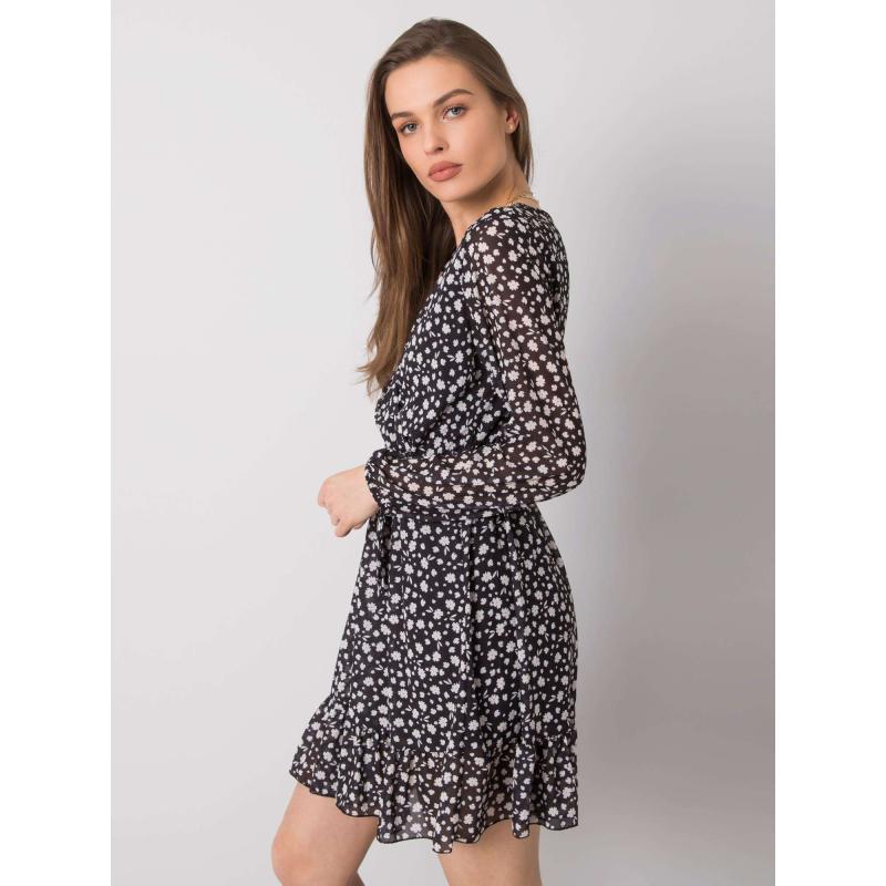 Dámske šaty Eunika OCH BELLA s volánom čierne