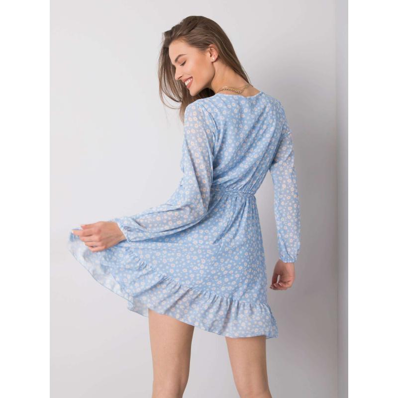 Dámske šaty Eunika OCH BELLA s volánom modré